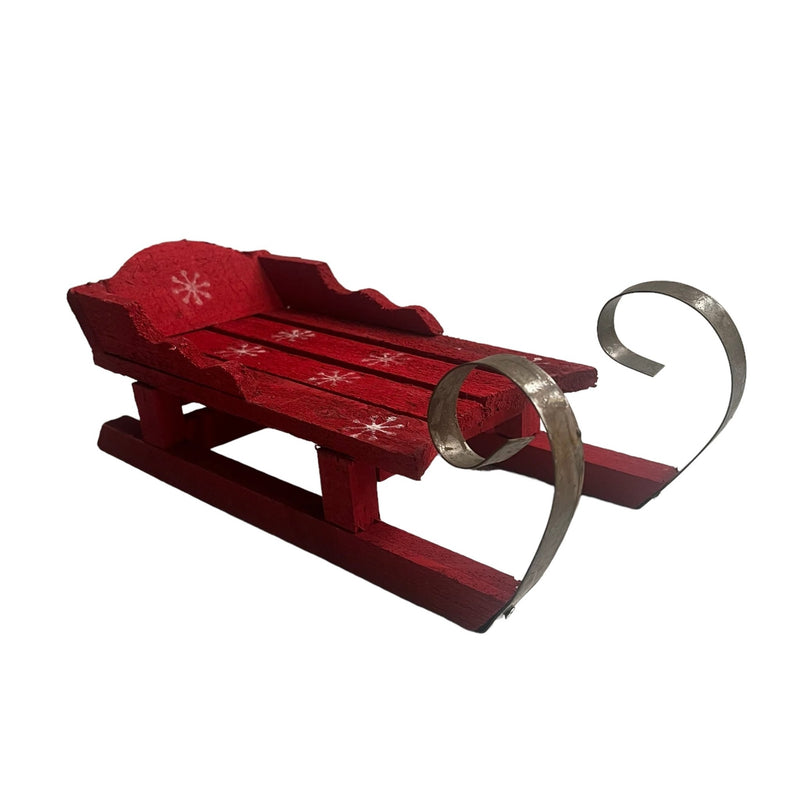 Snowflake Wood Sleigh Red - Cherish Home