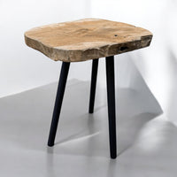 Solid Teak Side Table With Metal Legs Natural Wood Unique Table Top Coffee Table - Cherish Home