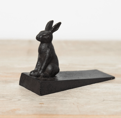 Spring Cast Iron Black Rabbit Door Stop - Cherish Home