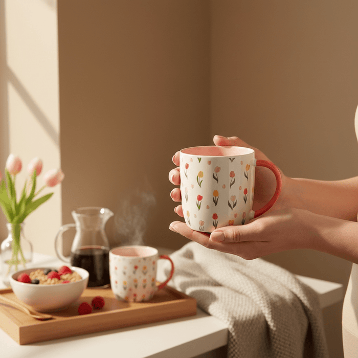 Spring Tulip Print Mug Spring Mug Birthday Gift in box - Cherish Home