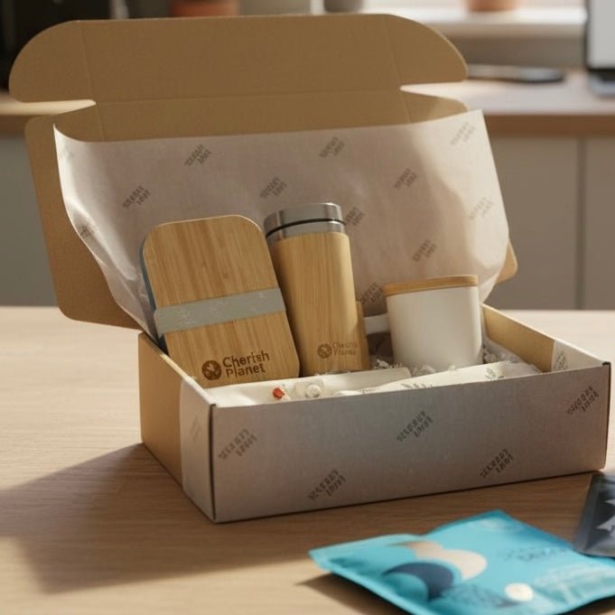 Sustainable Lunch Box, Reusable Ceramic Mug & Bamboo Cutlery, Perfect for Work, School, Travel - Cherish Home