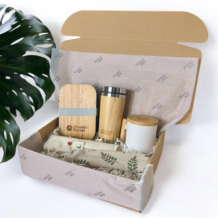 Sustainable Lunch Box, Reusable Ceramic Mug & Bamboo Cutlery, Perfect for Work, School, Travel - Cherish Home