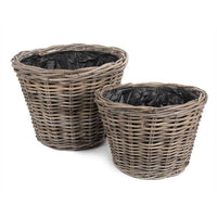 Tapered Rattan Round Planter with Plastic Lining - Cherish Home