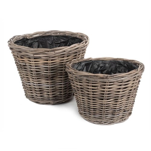Tapered Rattan Round Planter with Plastic Lining - Cherish Home