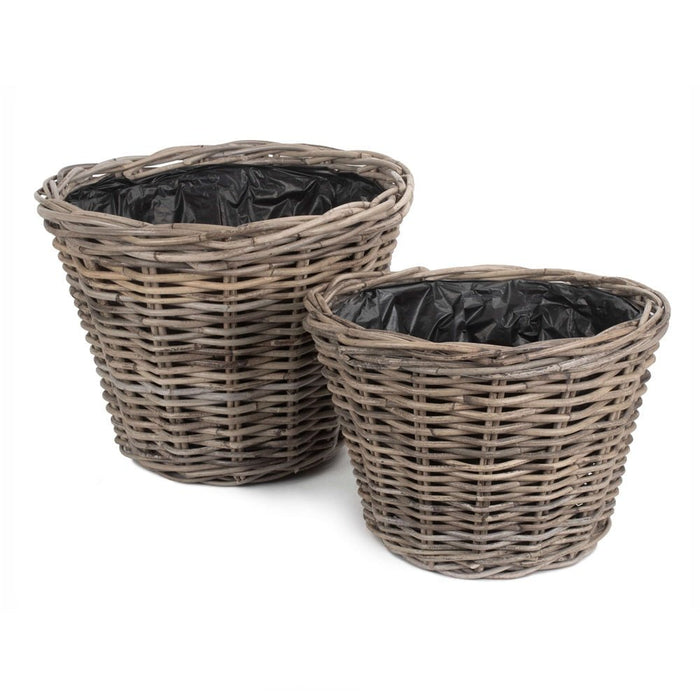 Tapered Rattan Round Planter with Plastic Lining - Cherish Home