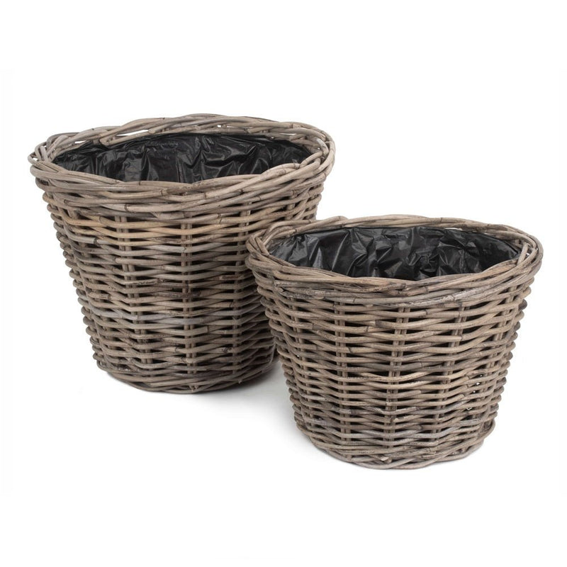 Tapered Rattan Round Planter with Plastic Lining - Cherish Home