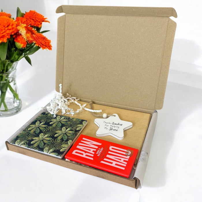 Teacher Appreciation Gift Box - Thoughtful Letterbox Gift with Vegan Leather Notepad, Coaster & Chocolate - Cherish Home