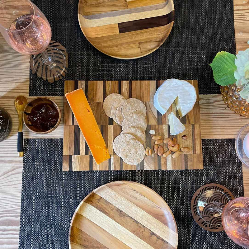 Upcycled End Grain Cutting Board - Pattern E, Artisan Wood Chopping Block for Kitchen, Durable & Eco - Friendly - Cherish Home