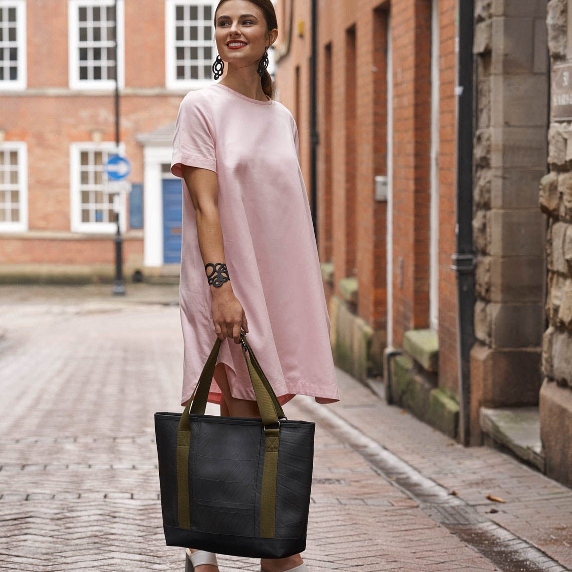 Vegan Tote Bag by Rika - Large Recycled Inner Tube Shoulder Bag, Eco - Friendly & Durable (Available in 3 Colours) - Cherish Home