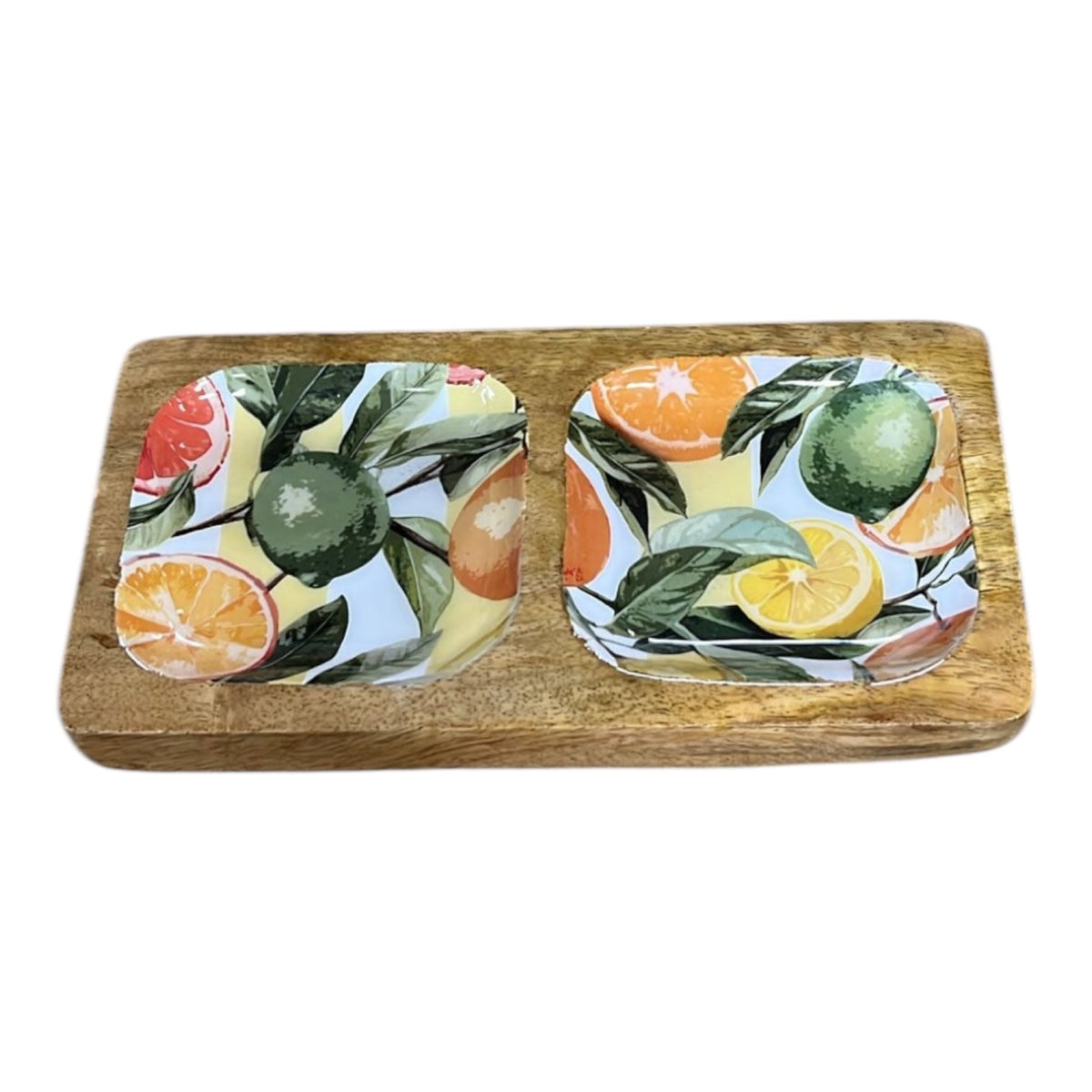 Vibrant Orange Zest 2 - Compartment Wood Tray Snacks Dips - Cherish Home