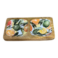 Vibrant Orange Zest 2 - Compartment Wood Tray Snacks Dips - Cherish Home