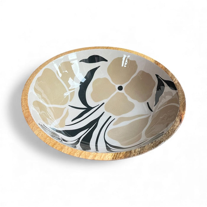 Vintage Look Neutral Floral Patterned Enamelware Kitchen Decorative Bowl Tray Set - Cherish Home