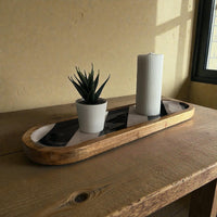 Vintage Look Neutral Stripe Enamel Tray Large - Cherish Home