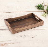 Vintage Serving Tray Wood Mango Brown Wooden Medium Tray 31cm x 20cm - Cherish Home