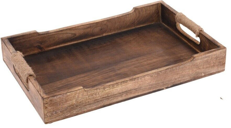 Vintage Serving Tray Wood Mango Brown Wooden Medium Tray 31cm x 20cm - Cherish Home