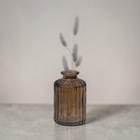 Warm Grey Small Ribbed Glass Decorative Bottle - Cherish Home