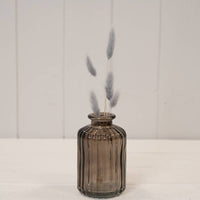 Warm Grey Small Ribbed Glass Decorative Bottle - Cherish Home