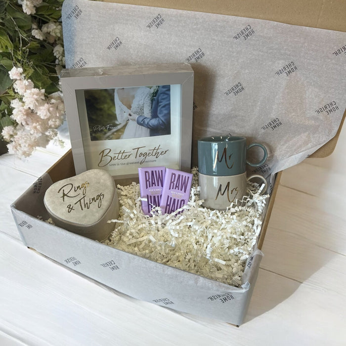 Wedding Wishes Gift Box for Couples. Personalised Mr & Mrs, Mr & Mr, Mrs & Mrs Options, Thoughtful Wedding Present - Cherish Home