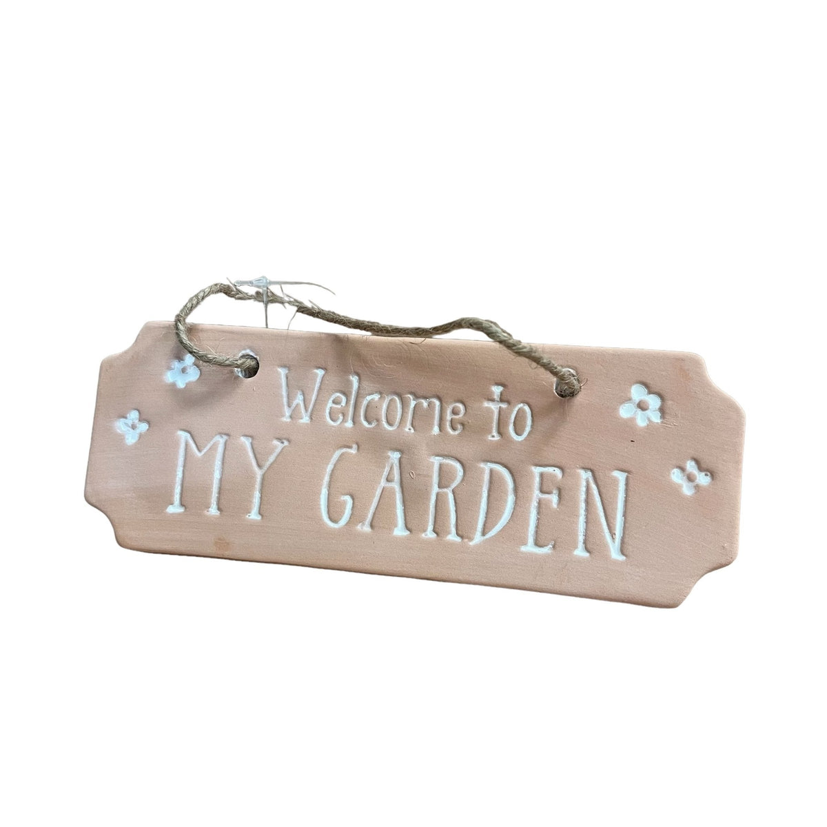 'Welcome to my garden' terracotta hanging sign - Cherish Home