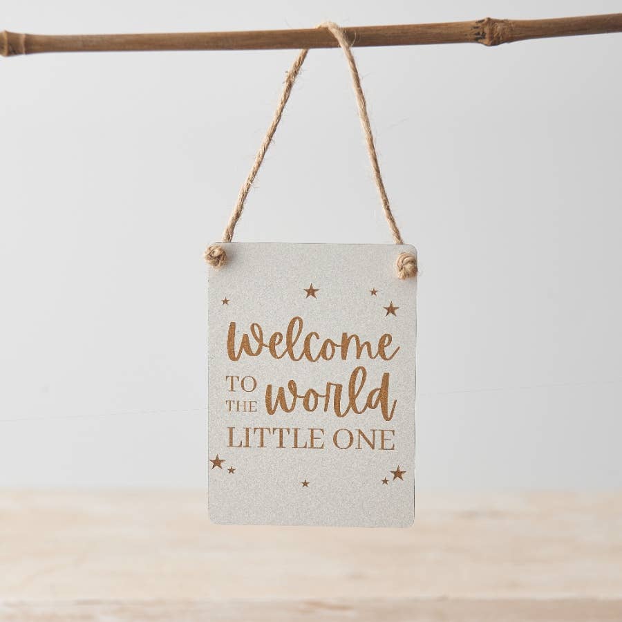 'Welcome To The World' Mini Metal Sign - Cherish Home