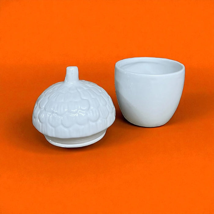 White Acorn Storage Jar with Lid - Ceramic Acorn Container for Home Decor, Candy, Sugar, and Kitchen Organisation - Cherish Home