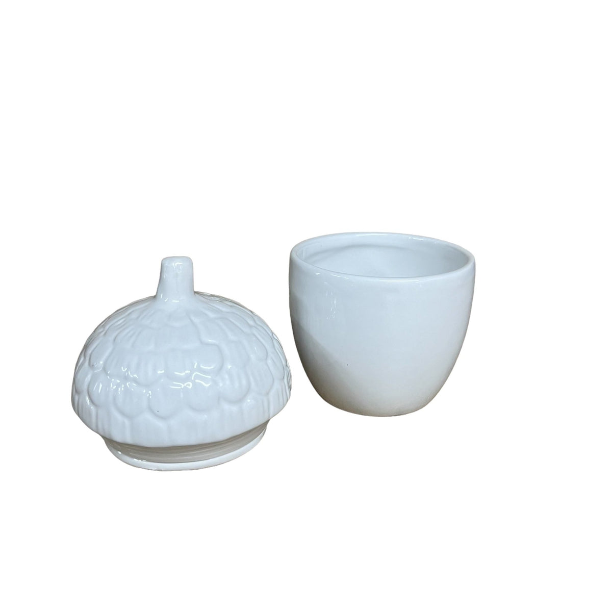 White Acorn Storage Pot Container - Cherish Home