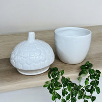 White Acorn Storage Pot Container - Cherish Home