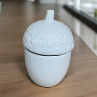 White Acorn Storage Pot Container - Cherish Home