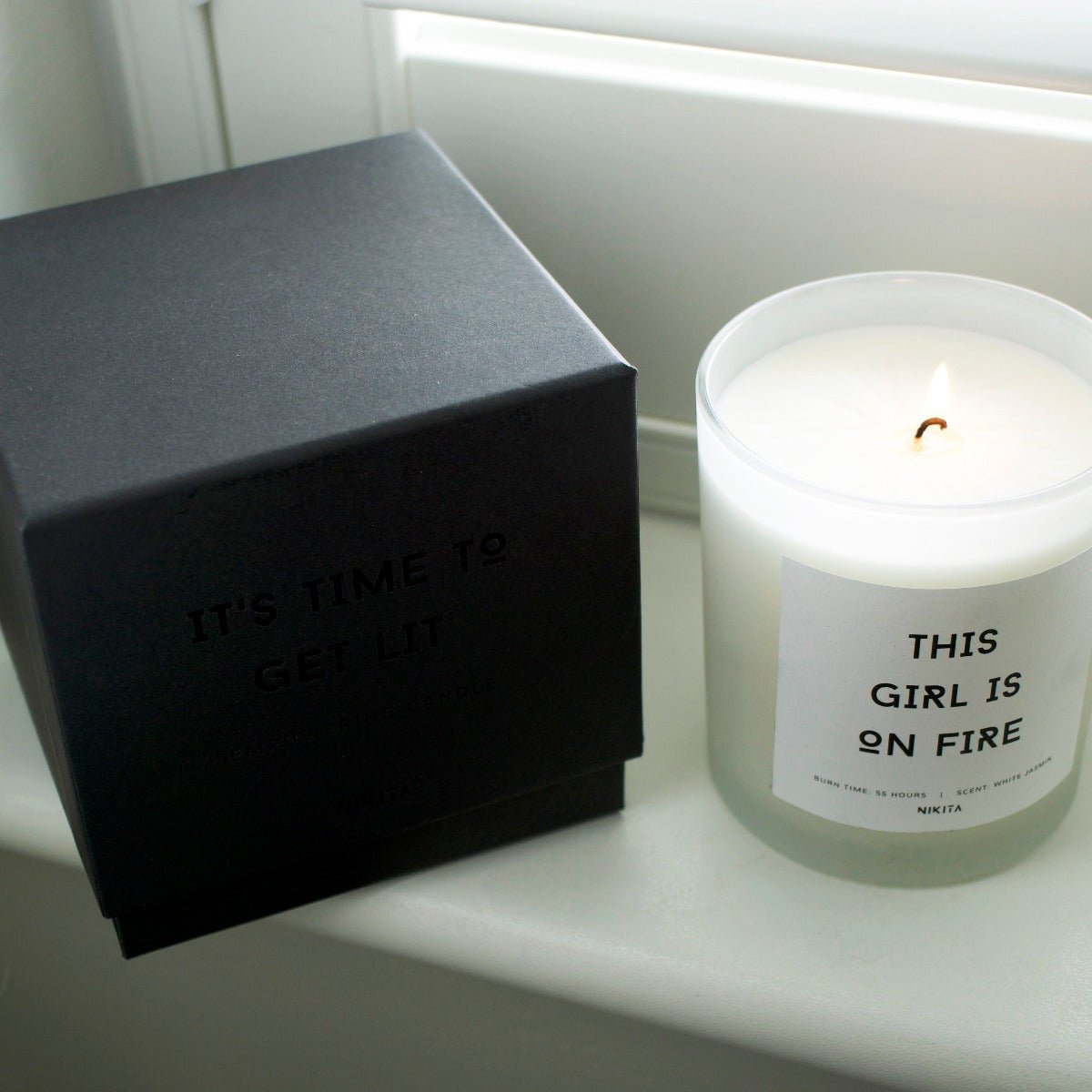 White Frosted Glass Empowering Candle - Cherish Home