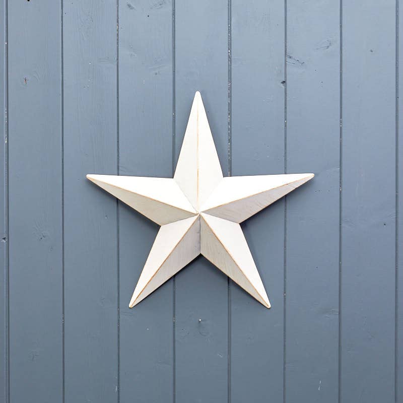 White Metal Star 36.5cm Large Rustic Star Wall Hanging Modern Farmhouse Christmas & Year - Round Decoration - Cherish Home