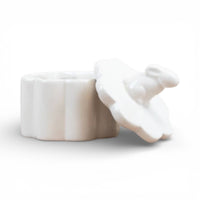 White Rabbit Ribbed Trinket Pot With Lid 12cm - Cherish Home