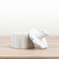 White Rabbit Ribbed Trinket Pot With Lid 12cm - Cherish Home