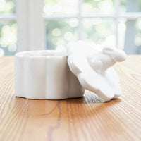 White Rabbit Ribbed Trinket Pot With Lid 12cm - Cherish Home