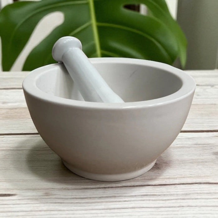 White Stoneware Pestle and Mortar - Cherish Home