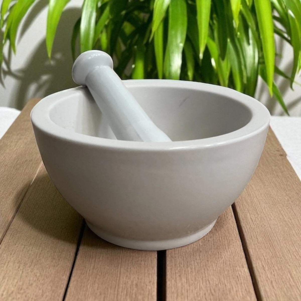 White Stoneware Pestle and Mortar - Cherish Home