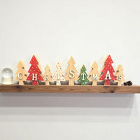 Wooden Christmas Decoration - Red, Green & White Trees - Cherish Home