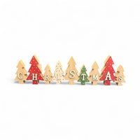 Wooden Christmas Decoration - Red, Green & White Trees - Cherish Home