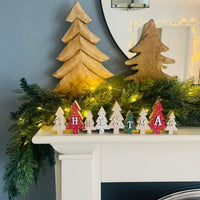 Wooden Christmas Decoration - Red, Green & White Trees - Cherish Home
