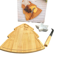 Wooden Christmas Tree Serving Platter with Star - Shaped Bowl - Cherish Home