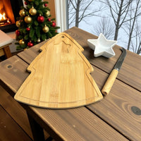 Wooden Christmas Tree Serving Platter with Star - Shaped Bowl - Cherish Home