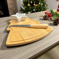 Wooden Christmas Tree Serving Platter with Star - Shaped Bowl - Cherish Home