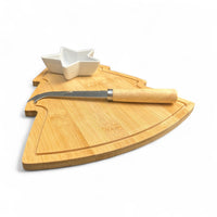 Wooden Christmas Tree Serving Platter with Star - Shaped Bowl - Cherish Home