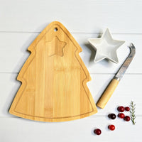 Wooden Christmas Tree Serving Platter with Star - Shaped Bowl - Cherish Home