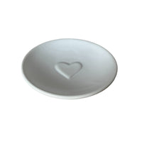 4-Piece White Heart Ceramic Bathroom Collection: Soap Dish, Soap Dispenser Toothbrush Holder, Tumbler - Cherish Home