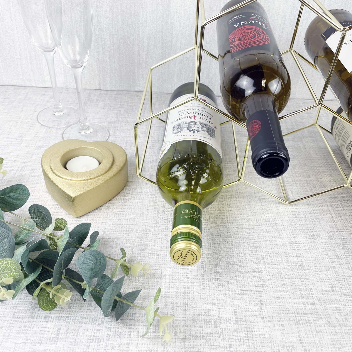 6-Bottle Gold Style Wine Rack - Cherish Home