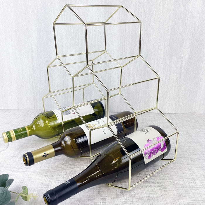 6-Bottle Gold Style Wine Rack - Cherish Home