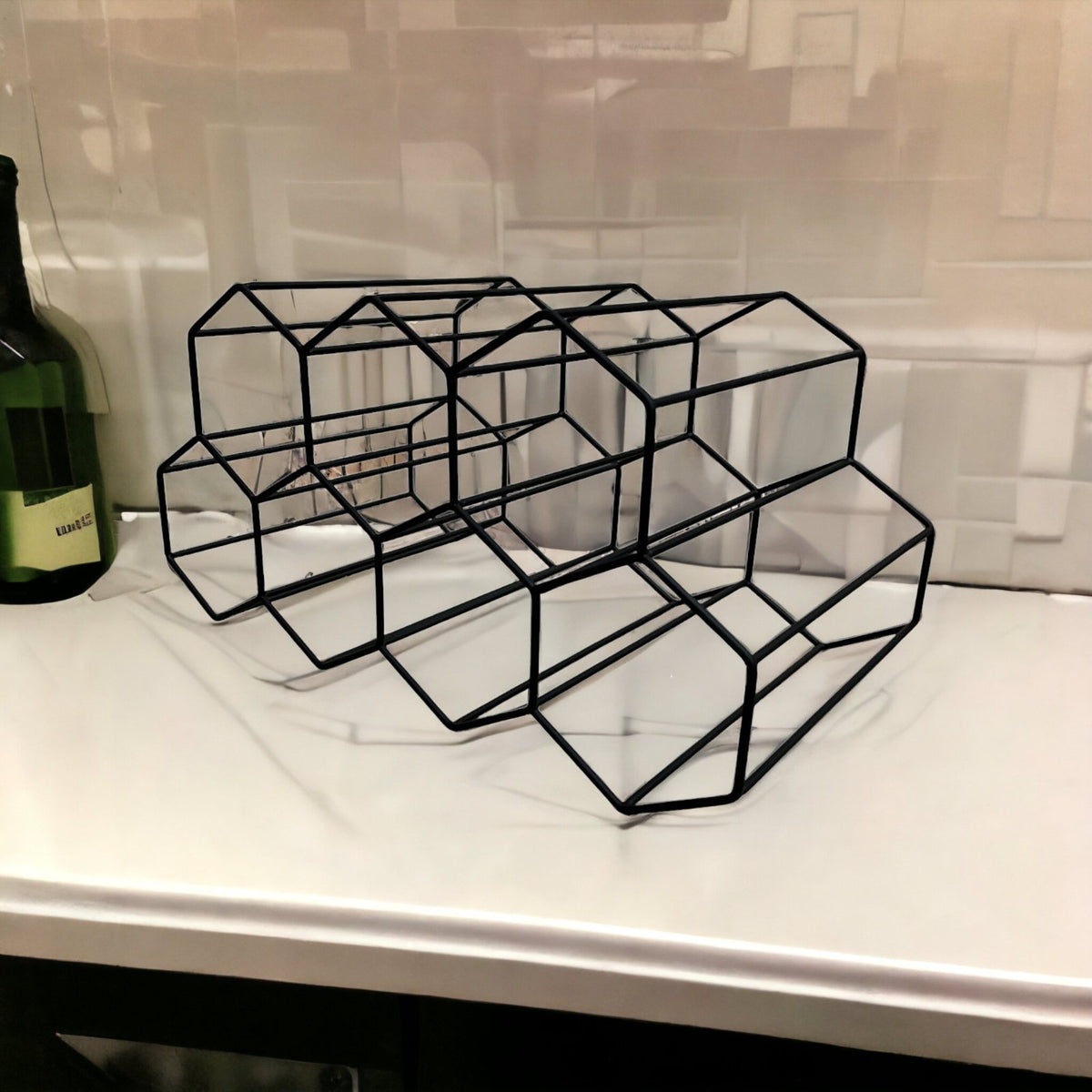7-Bottle Black Style Wine Rack - Cherish Home