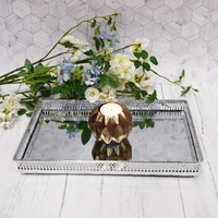 Decorative Nickel Trays - Mirror Effect Rectangular Silver Small with Candles