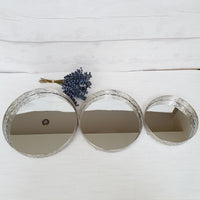 Decorative Silver Style Mirror Tray set of three