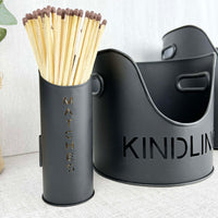 Fire Log & Kindling Buckets with Matchstick Holder Set